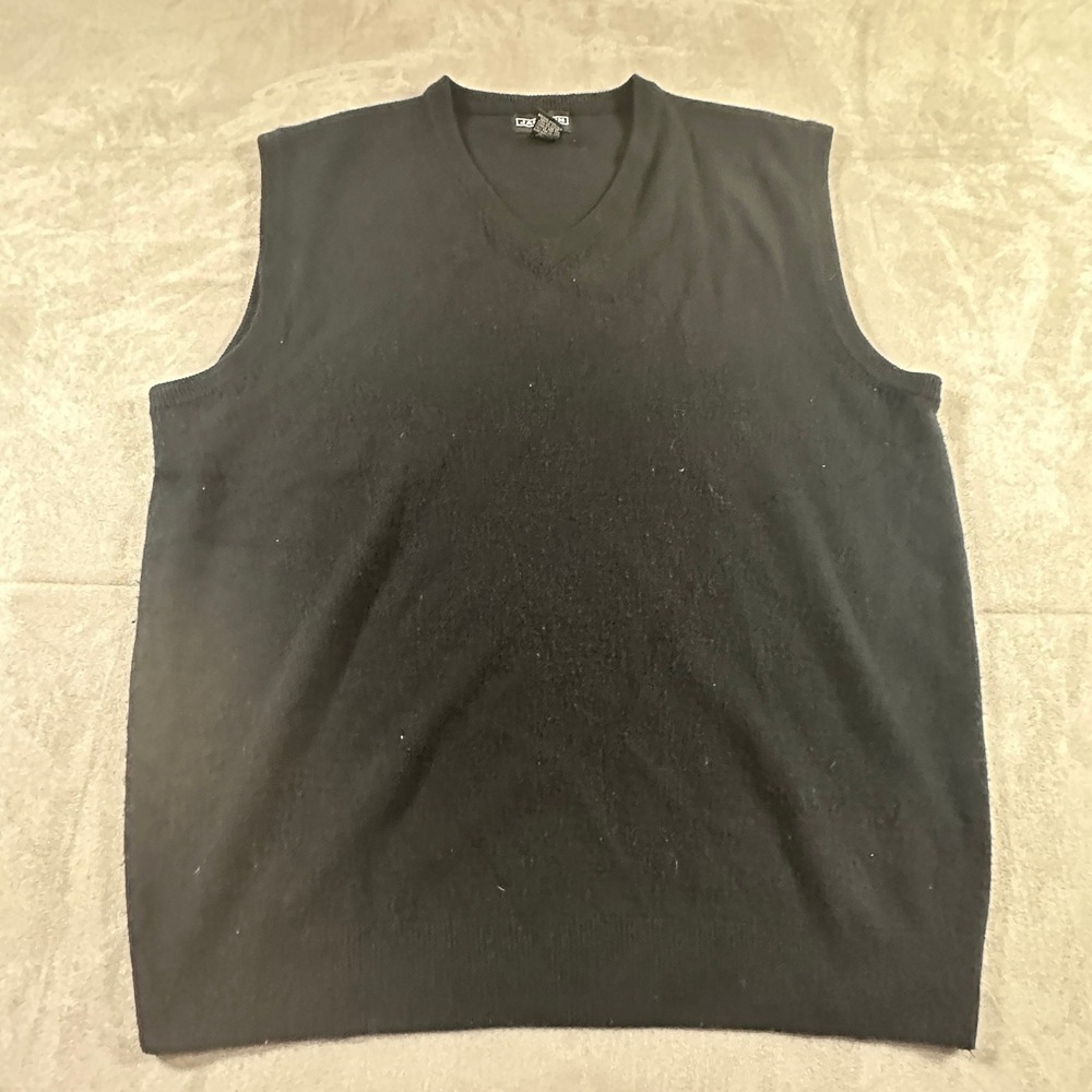 Jantzen Sweater Vest Mens V-Neck Knit Solid XL Black